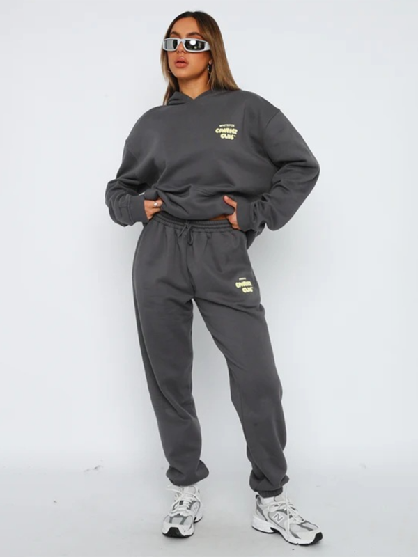 Pants & Tops Matching Sets- Trendy Sporty Pants & Hoodie Matching Set- Charcoal grey- IndioGear.com