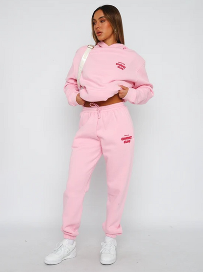 Pants & Tops Matching Sets- Trendy Sporty Pants & Hoodie Matching Set- Pink- IndioGear.com