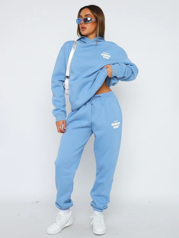 Pants & Tops Matching Sets- Trendy Sporty Pants & Hoodie Matching Set- Sky blue azure- IndioGear.com