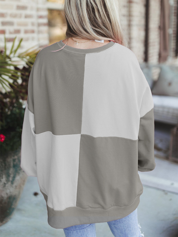 Sweatshirts- High-Low Seam Color Block Front Button Sweatshirt- - IndioGear.com