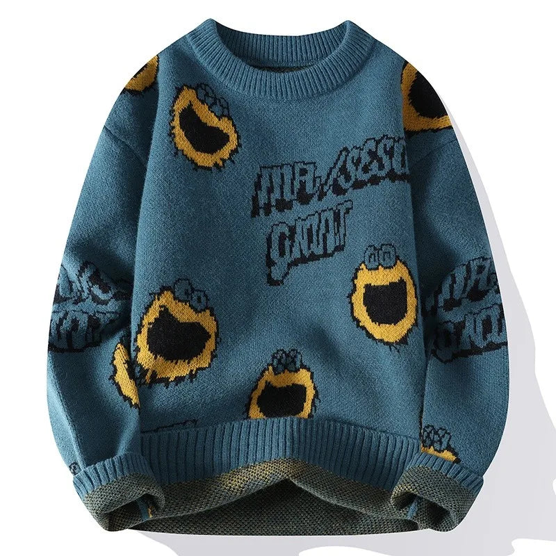 mens sweaters- Harajuku Graphic Knit Sweater – Cozy & Trendy Streetwear- - IndioGear.com