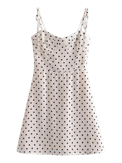 A-Line Dresses- Cami Polka Dot A-Line Mini Dress with Bustier Fit- - IndioGear Clothing and Gear