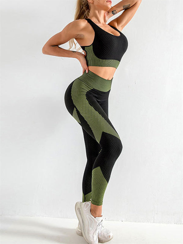 Activewear- 2 Piece Active Set: Top and Butt Lifting Leggings for Intense Workouts- - IndioGear Fashion and Gear