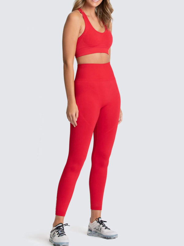 Activewear- Fashion Workout Butt Lifting Leggings & Active Crop Top Set- - IndioGear Fashion and Gear