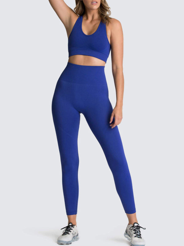 Activewear- Fashion Workout Butt Lifting Leggings & Active Crop Top Set- - IndioGear Fashion and Gear