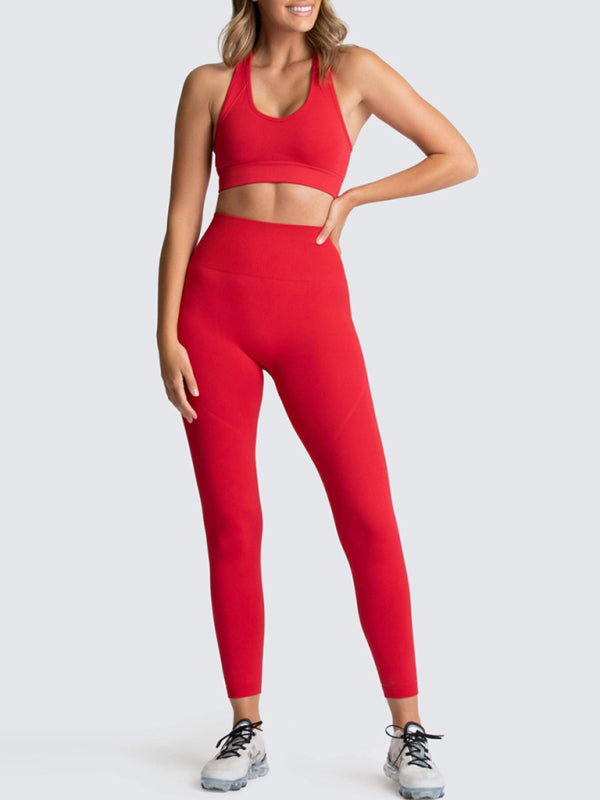 Activewear- Fashion Workout Butt Lifting Leggings & Active Crop Top Set- - IndioGear Fashion and Gear