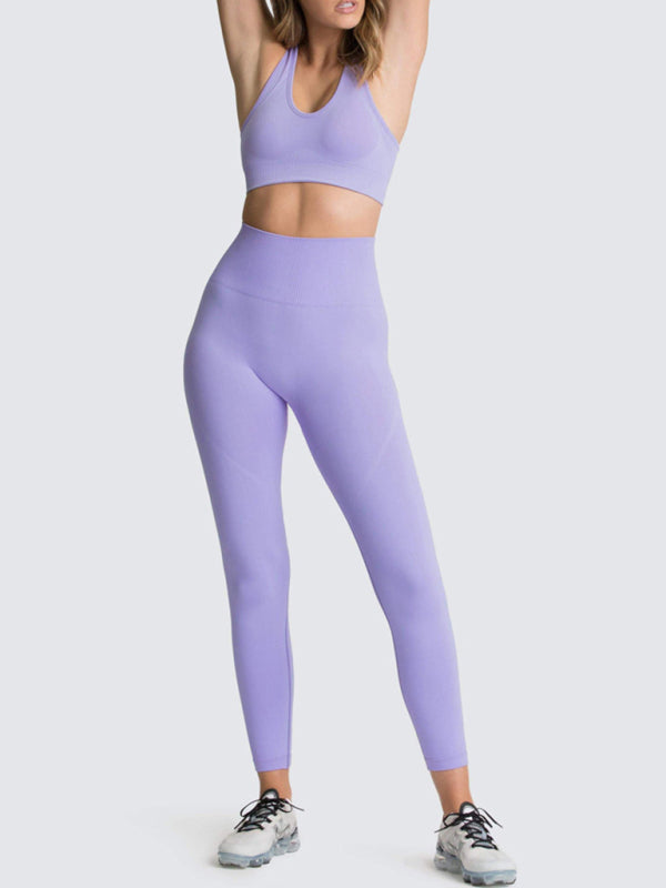 Activewear- Fashion Workout Butt Lifting Leggings & Active Crop Top Set- - IndioGear Fashion and Gear