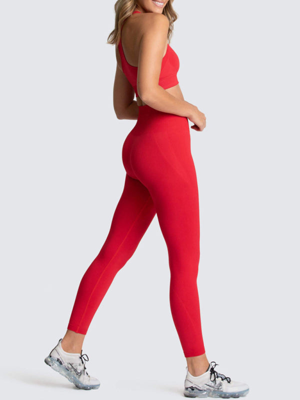 Activewear- Fashion Workout Butt Lifting Leggings & Active Crop Top Set- - IndioGear Fashion and Gear