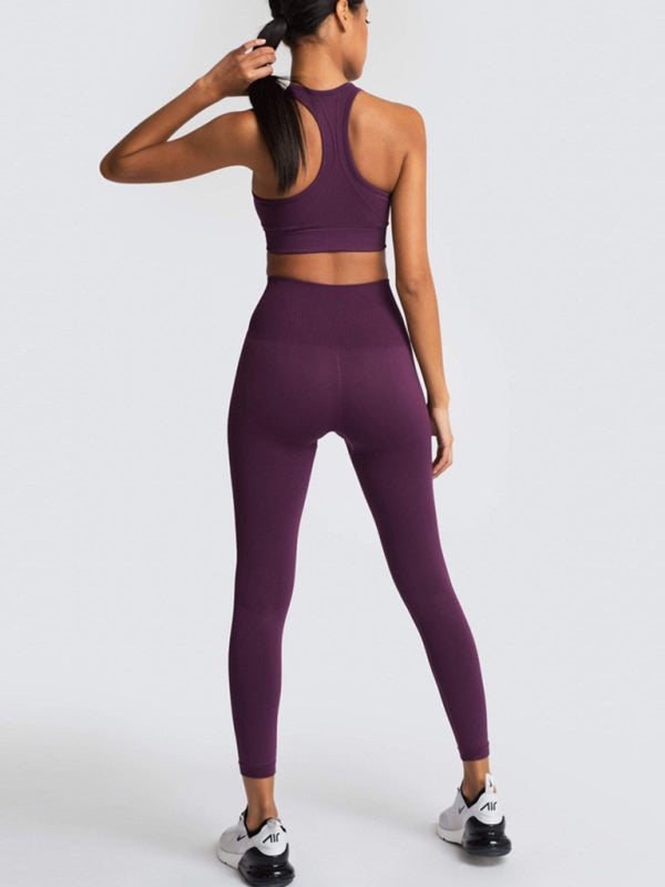 Activewear- Fashion Workout Butt Lifting Leggings & Active Crop Top Set- - IndioGear Fashion and Gear