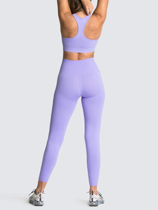 Activewear- Fashion Workout Butt Lifting Leggings & Active Crop Top Set- - IndioGear Fashion and Gear