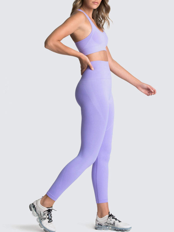 Activewear- Fashion Workout Butt Lifting Leggings & Active Crop Top Set- - IndioGear Fashion and Gear