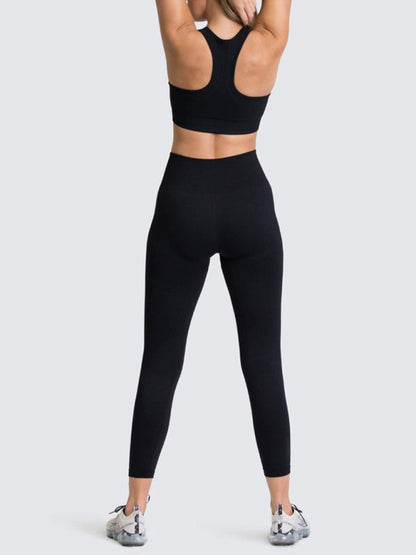 Activewear- Fashion Workout Butt Lifting Leggings & Active Crop Top Set- - IndioGear Fashion and Gear