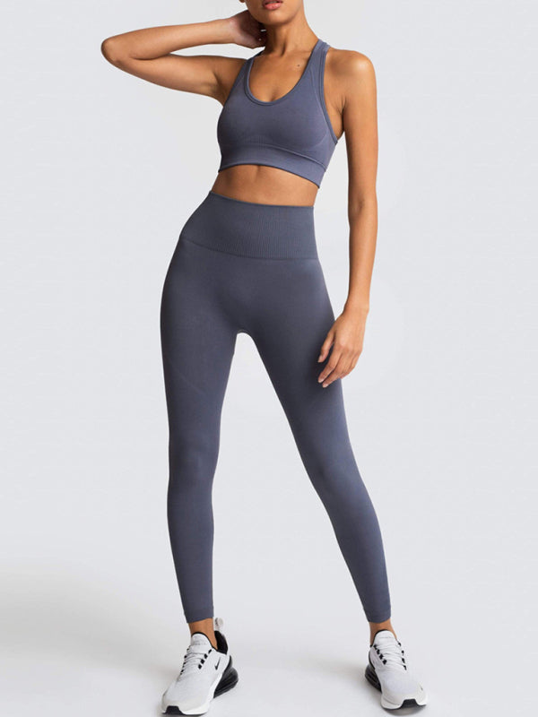 Activewear- Fashion Workout Butt Lifting Leggings & Active Crop Top Set- - IndioGear Fashion and Gear