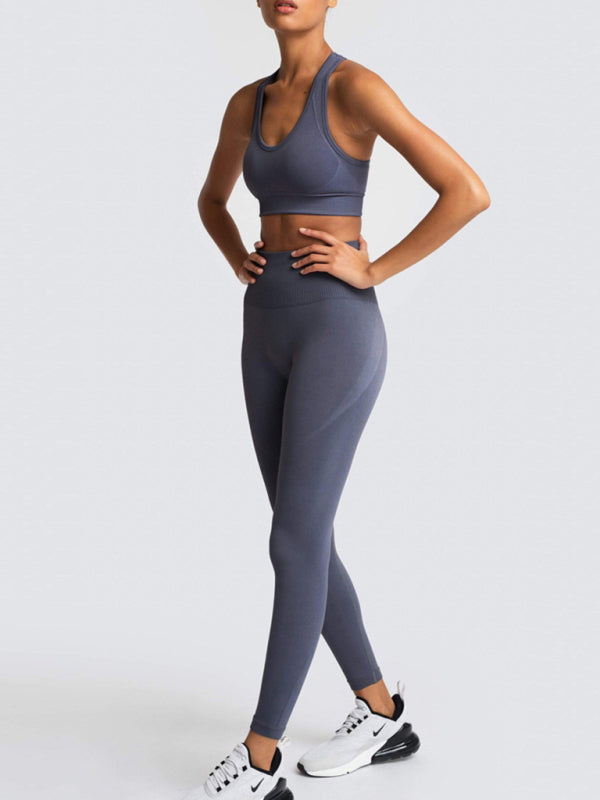 Activewear- Fashion Workout Butt Lifting Leggings & Active Crop Top Set- - IndioGear Fashion and Gear