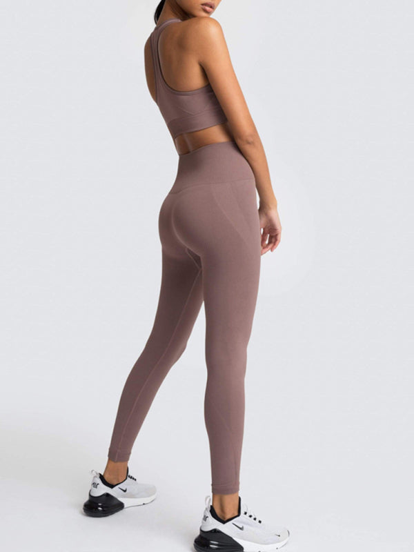 Activewear- Fashion Workout Butt Lifting Leggings & Active Crop Top Set- - IndioGear Fashion and Gear