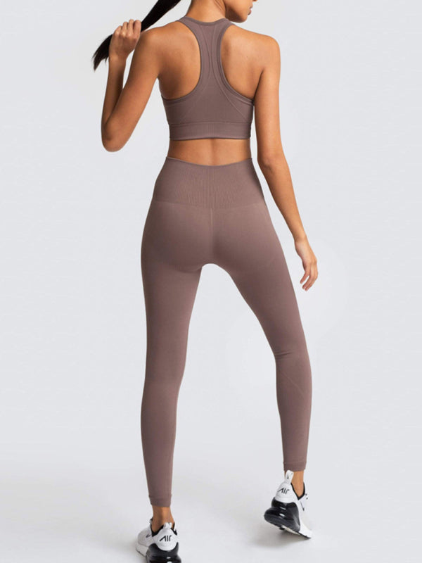 Activewear- Fashion Workout Butt Lifting Leggings & Active Crop Top Set- - IndioGear Fashion and Gear