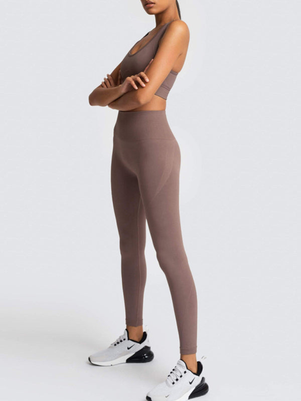 Activewear- Fashion Workout Butt Lifting Leggings & Active Crop Top Set- - IndioGear Fashion and Gear