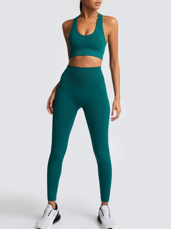 Activewear- Fashion Workout Butt Lifting Leggings & Active Crop Top Set- - IndioGear Fashion and Gear