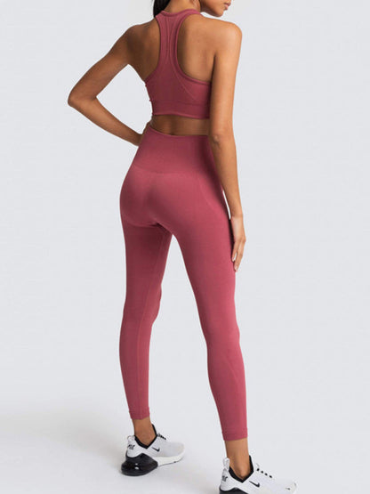 Activewear- Fashion Workout Butt Lifting Leggings & Active Crop Top Set- - IndioGear Fashion and Gear