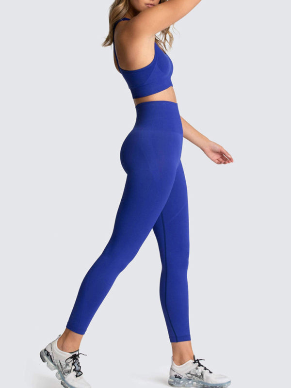 Activewear- Fashion Workout Butt Lifting Leggings & Active Crop Top Set- - IndioGear Fashion and Gear