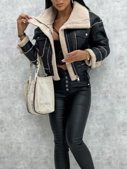 Aviator Jackets- Faux Leather Teddy Bear Bomber Jacket- - IndioGear Clothing and Gear