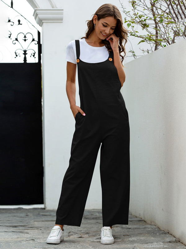 Bib Overalls- Solid Cotton Bib Pants Overalls - Women's Jumpsuit- - IndioGear Fashion and Gear