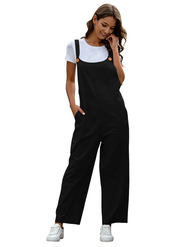 Bib Overalls- Solid Cotton Bib Pants Overalls - Women's Jumpsuit- - IndioGear Fashion and Gear