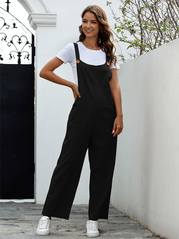 Bib Overalls- Solid Cotton Bib Pants Overalls - Women's Jumpsuit- - IndioGear Fashion and Gear