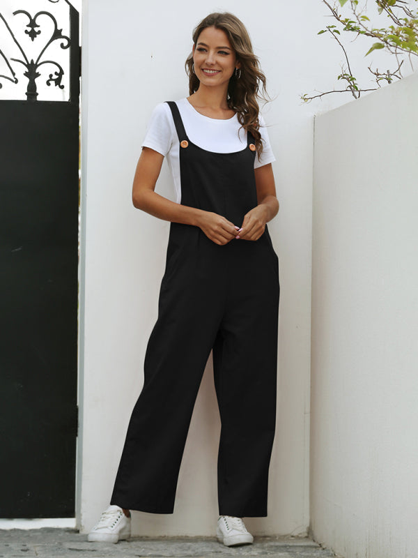 Bib Overalls- Solid Cotton Bib Pants Overalls - Women's Jumpsuit- - IndioGear Fashion and Gear