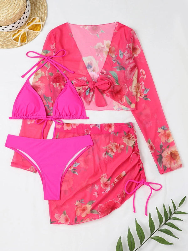 Bikini Set- From Beach to Chic: Complete your Look with Our 3-Piece Floral Bikini Set- - IndioGear Fashion and Gear