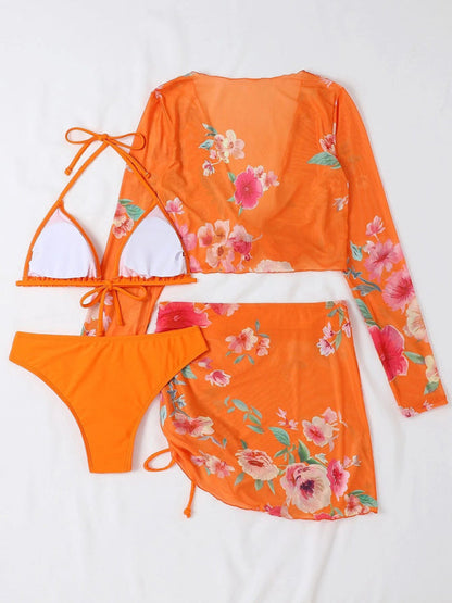 Bikini Set- From Beach to Chic: Complete your Look with Our 3-Piece Floral Bikini Set- - IndioGear Fashion and Gear