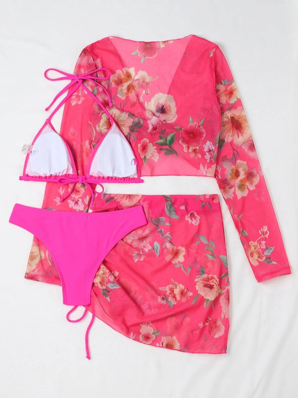 Bikini Set- From Beach to Chic: Complete your Look with Our 3-Piece Floral Bikini Set- - IndioGear Fashion and Gear