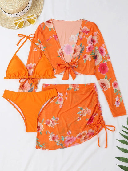 Bikini Set- From Beach to Chic: Complete your Look with Our 3-Piece Floral Bikini Set- - IndioGear Fashion and Gear