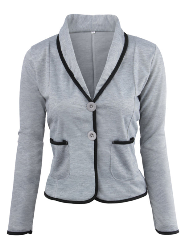 Blazers- Casual Women's Cotton Short Blazer with Shawl Lapels & Long Sleeves- - IndioGear Fashion and Gear