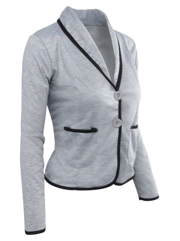 Blazers- Casual Women's Cotton Short Blazer with Shawl Lapels & Long Sleeves- - IndioGear Fashion and Gear