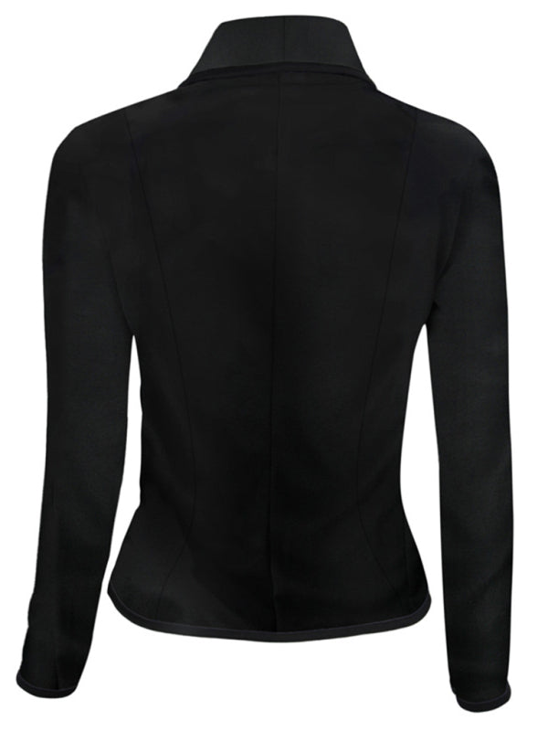 Blazers- Casual Women's Cotton Short Blazer with Shawl Lapels & Long Sleeves- - IndioGear Fashion and Gear