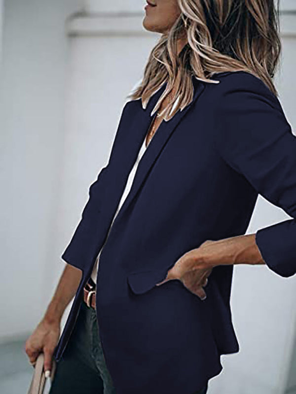 Blazers- Versatile Women's Notch Lapel Blazer: Casual to Office Wear- - IndioGear Fashion and Gear