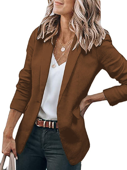 Blazers- Versatile Women's Notch Lapel Blazer: Casual to Office Wear- - IndioGear Fashion and Gear