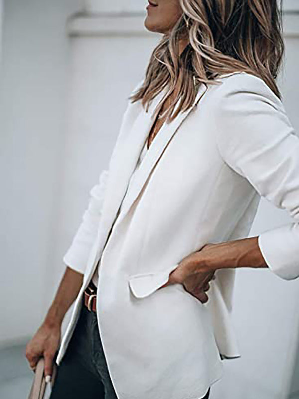 Blazers- Versatile Women's Notch Lapel Blazer: Casual to Office Wear- - IndioGear Fashion and Gear