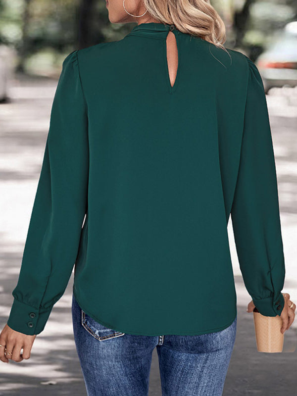 Blouses- Elegant Autumn Long Sleeve Blouse- - IndioGear Clothing and Gear