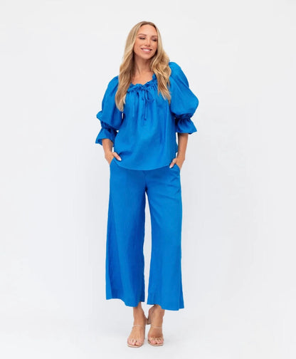 Blouses- Women's Off-Shoulder Ruffle Blouse with Loose Fit & Balloon Sleeves- - IndioGear Fashion and Gear