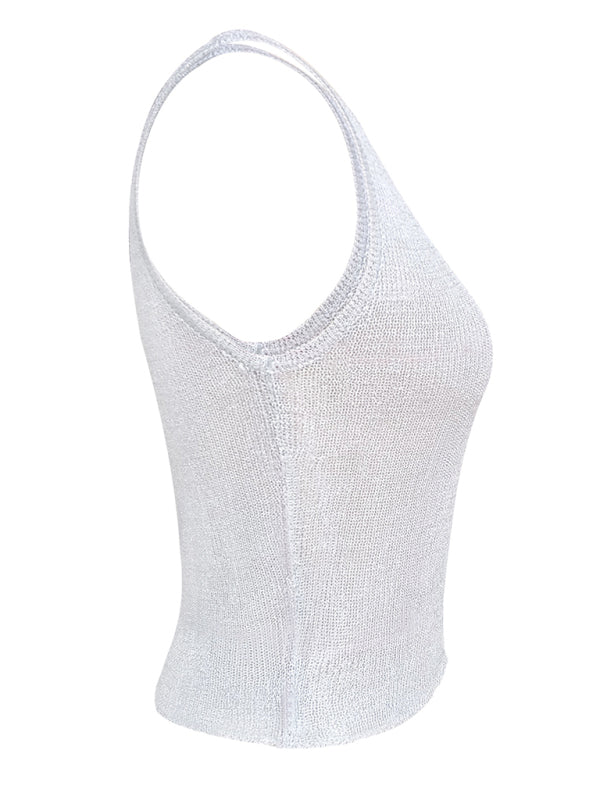 Blouses- Women's Trendy Glitter Sleeveless Blouse - Women's Mesh Tank Top- - IndioGear Fashion and Gear