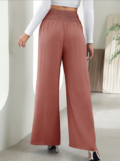 Bottom - Women Pants- High Rise Wide-Leg Trousers - Pants- - IndioGear Fashion and Gear