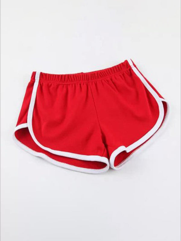 Boyshorts- Elastic Waist Beach Boyshorts with Contrast Binding - Beachwear Shorts- Red- IndioGear Fashion and Gear