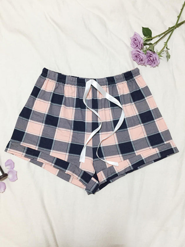 Boyshorts- Women's Adjustable Waist Plaid Print Boyshorts - Plus-Size Shorts- - IndioGear Fashion and Gear