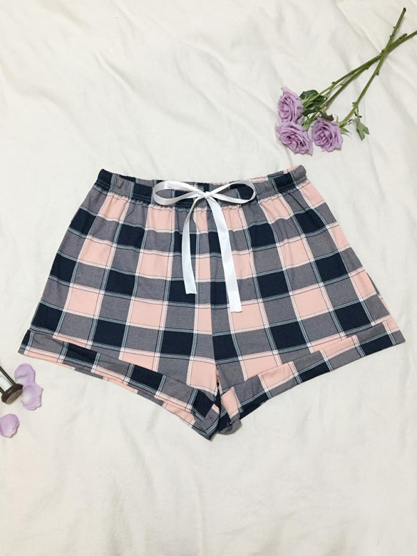 Boyshorts- Women's Adjustable Waist Plaid Print Boyshorts - Plus-Size Shorts- - IndioGear Fashion and Gear