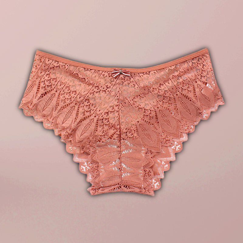 Briefs- Lace Women's Low-Waist Panty Briefs- Pink purple- IndioGear Fashion and Gear