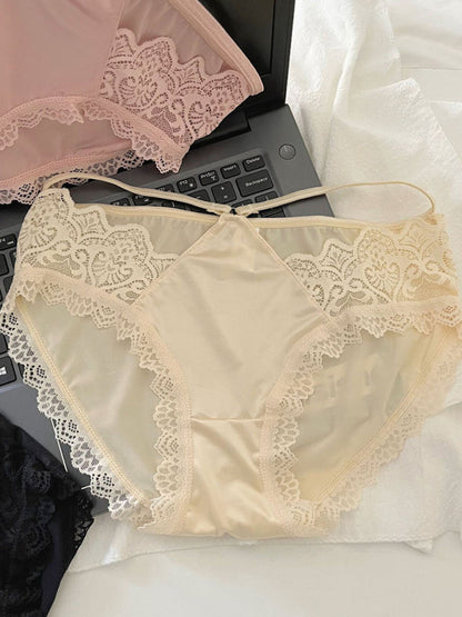 Briefs- Satin Lace Panty Briefs for Women- - IndioGear Fashion and Gear