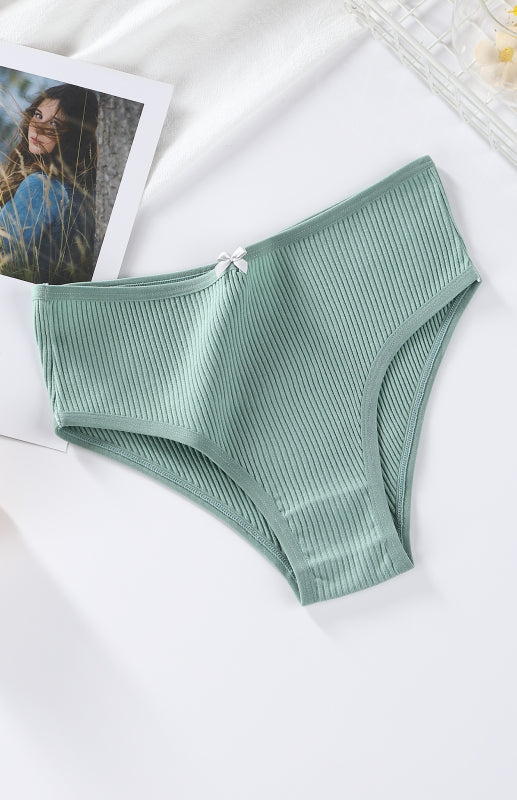 Briefs- Women's Ribbed Cotton Comfort Panty Briefs- Green- IndioGear Fashion and Gear