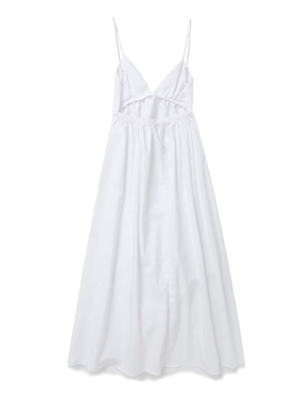 Cami Dresses- Essential Summer Cotton Cami Backless Maxi Dress- - IndioGear Fashion and Gear